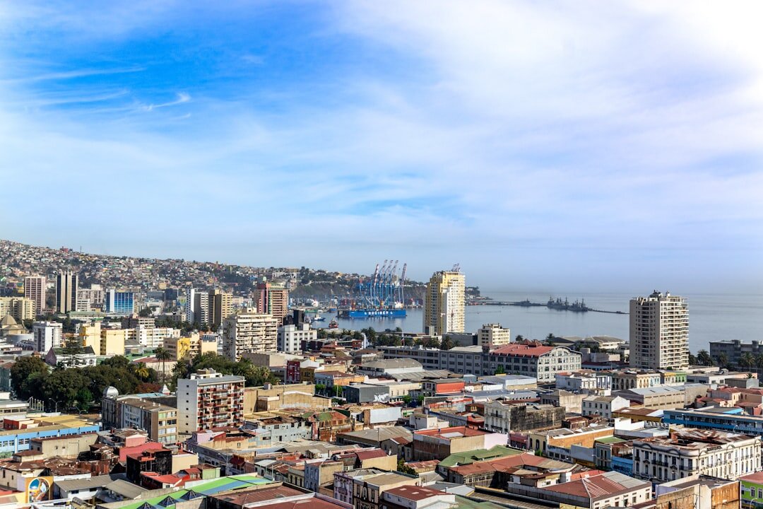 Rooftop bar with ocean view in Valparaiso Chile